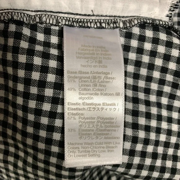 Madewell Mini Dress Size Large Black/White Gingham Smocked U-Neck Linen NWT $119 - Picture 7 of 11